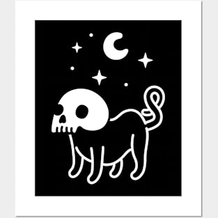 Skull Cat Night Posters and Art